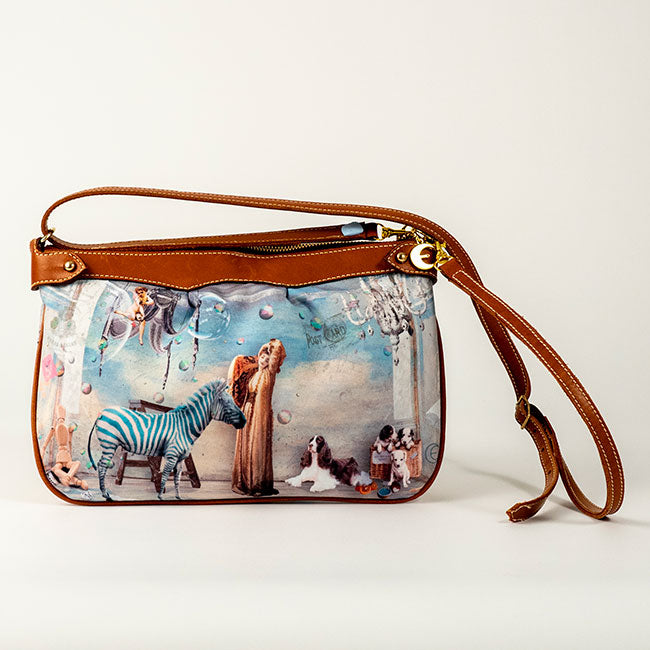 Lady, Blue Zebra, Dogs - Degas Bronze - Olivia Clutch