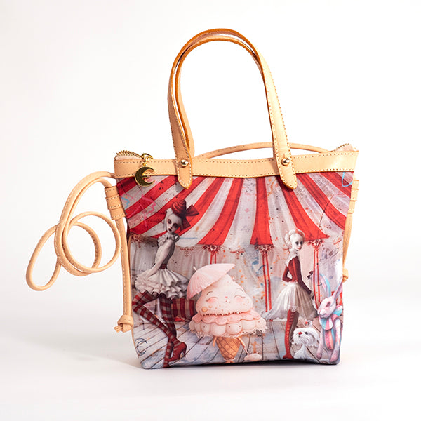 Circus Day, 2 Girls, Ice Cream, Bunny, Dog - Sasha Small Handbag